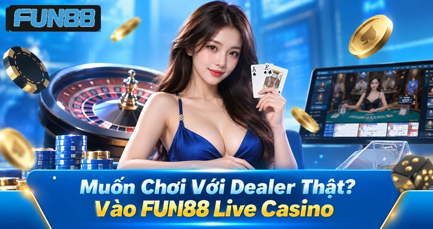 Muốn Chơi Với Dealer Thật? Vào FUN88 Live Casino
